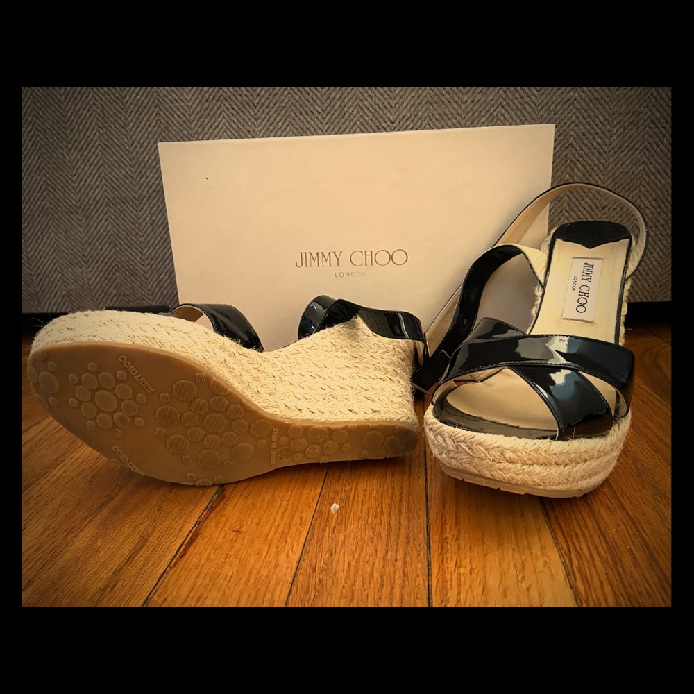Jimmy Choo paten leather wedges
